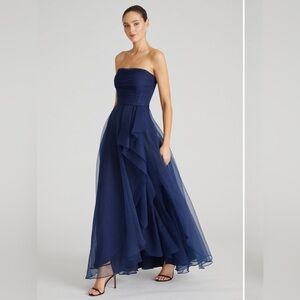 Elegant Navy Strapless Evening Gown